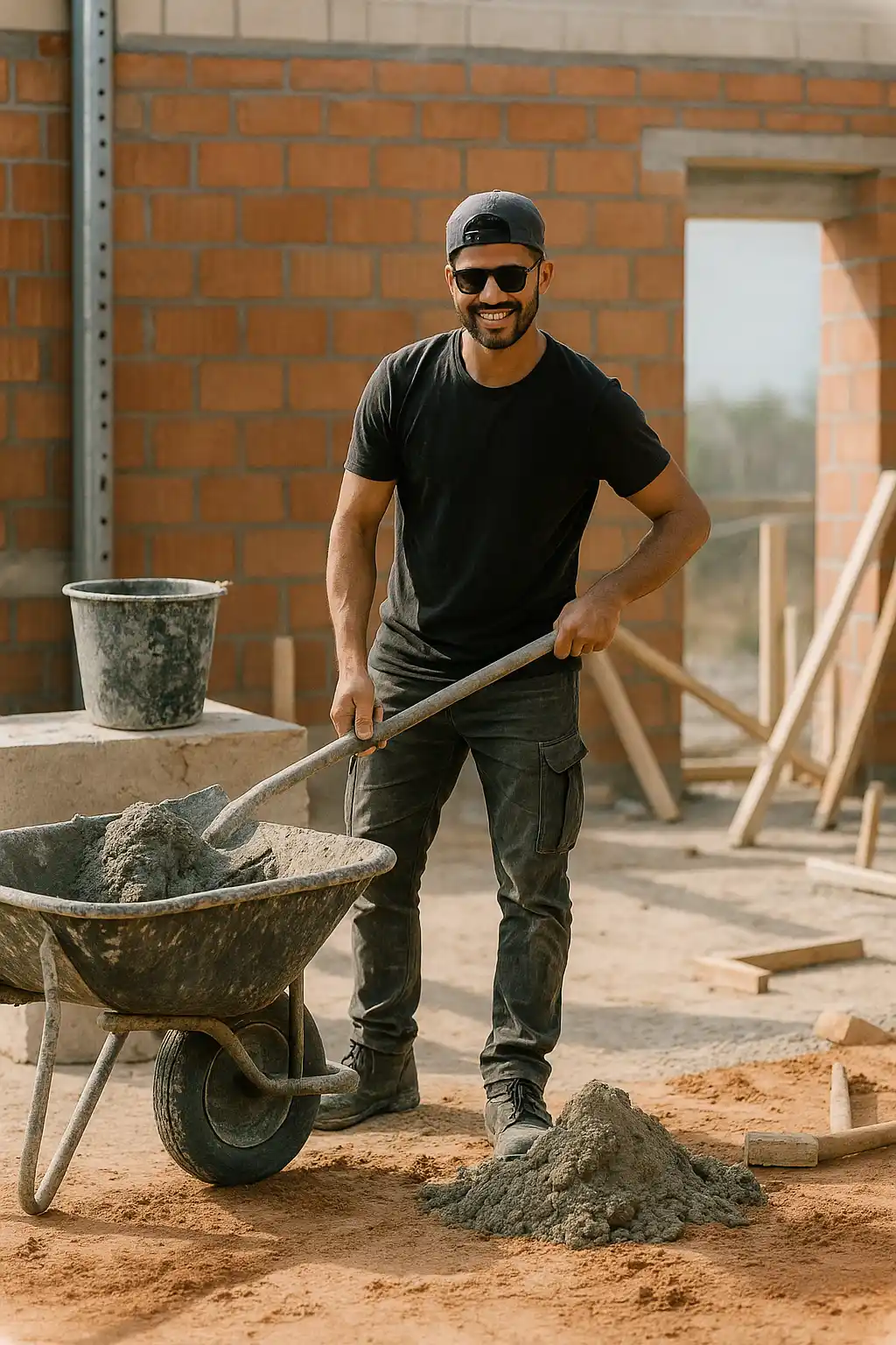 Maçon sur un chantier de gros œuvre